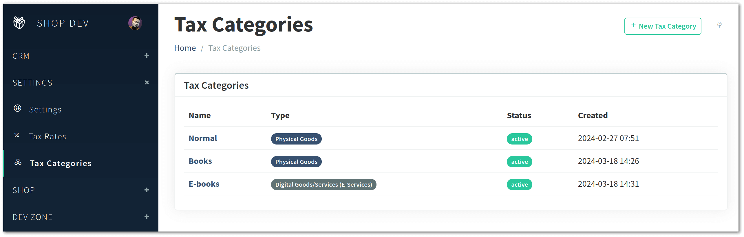 tax categories