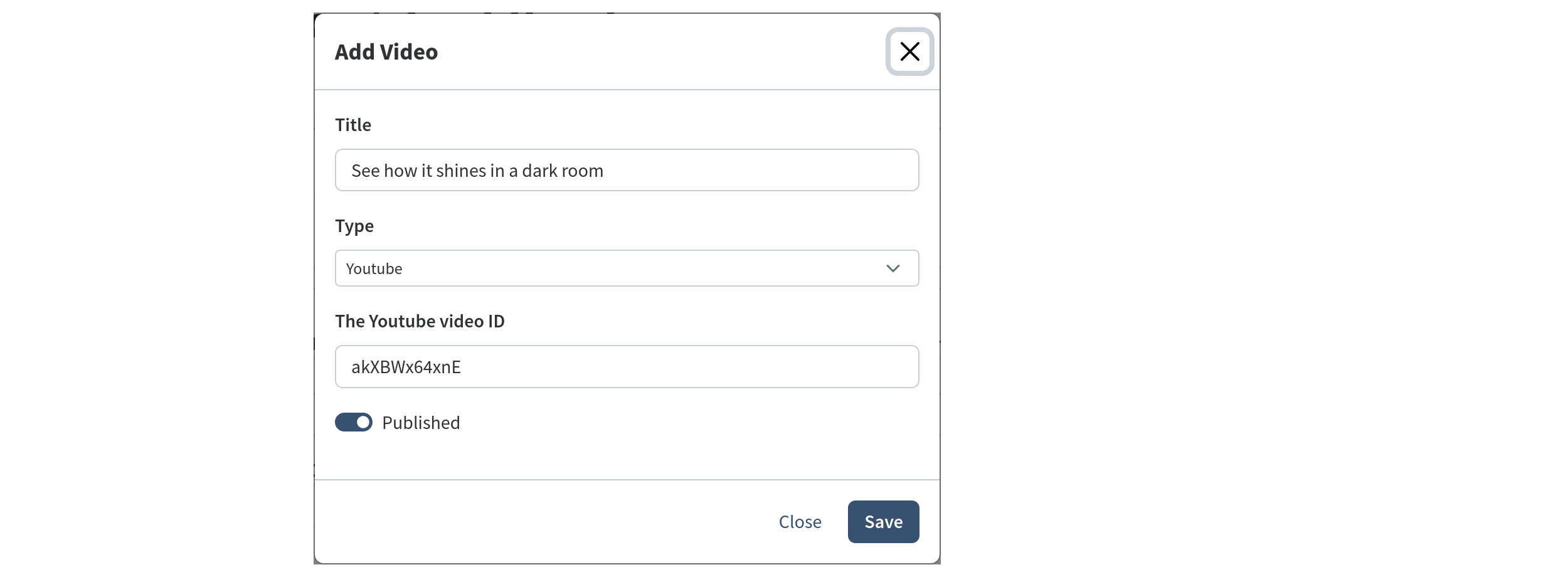 add product video on vanilo admin